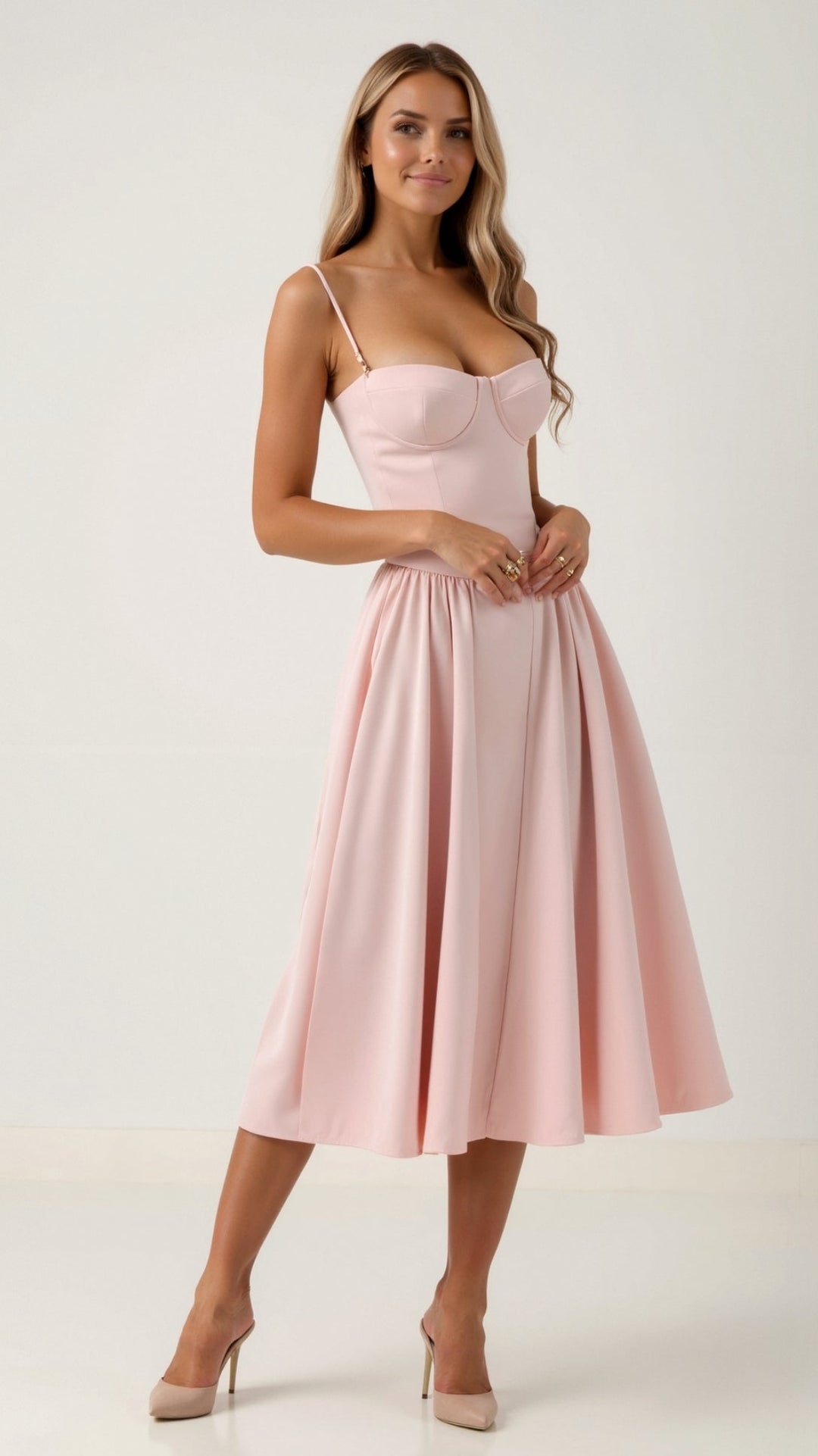 Odette Élégance | Vestido midi com corpete estruturado