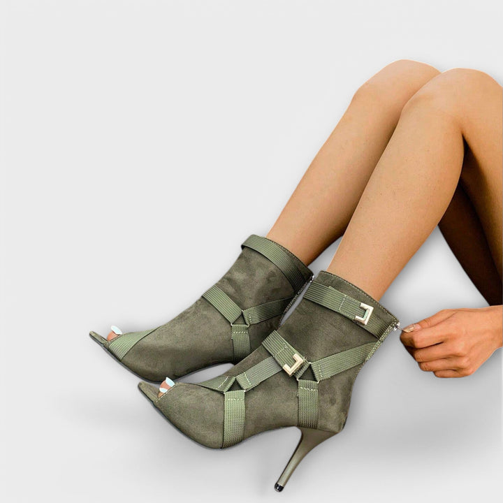 Luísa-Sandálias elegantes de biqueira aberta com salto