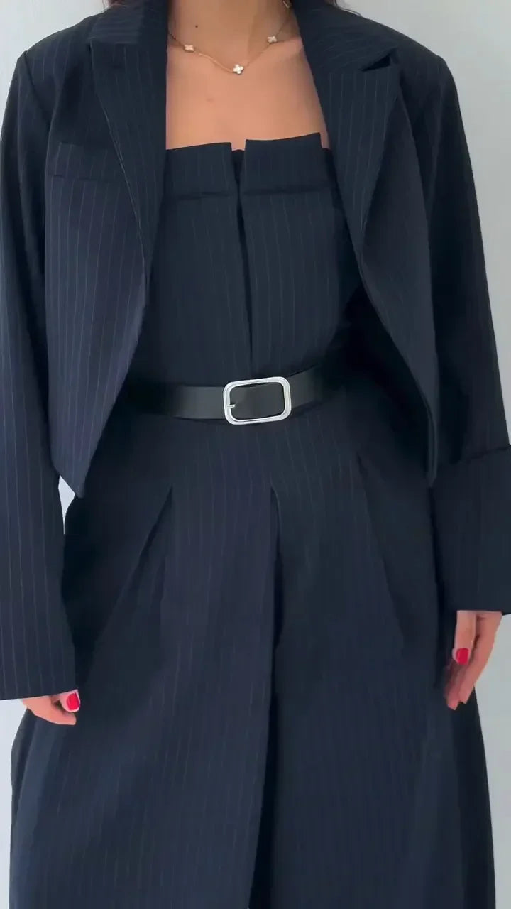 Maria™ - Conjunto Feminino Com Bustier + Casaco – Estilo elegante e moderno