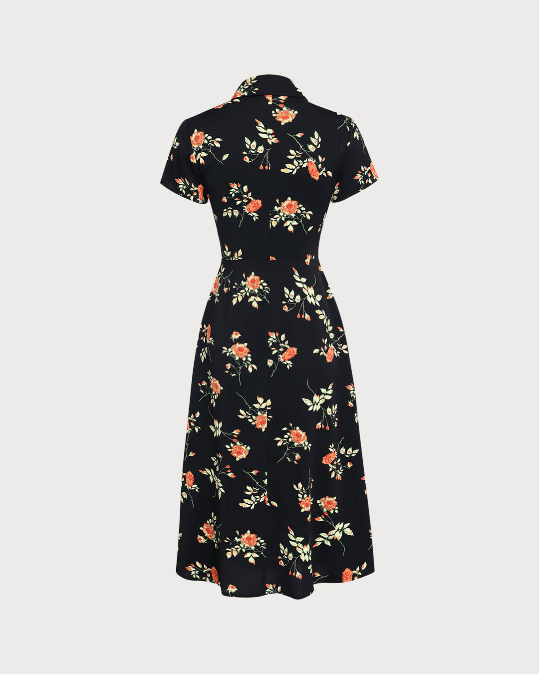 Glória | Vestido Midi Preto Floral