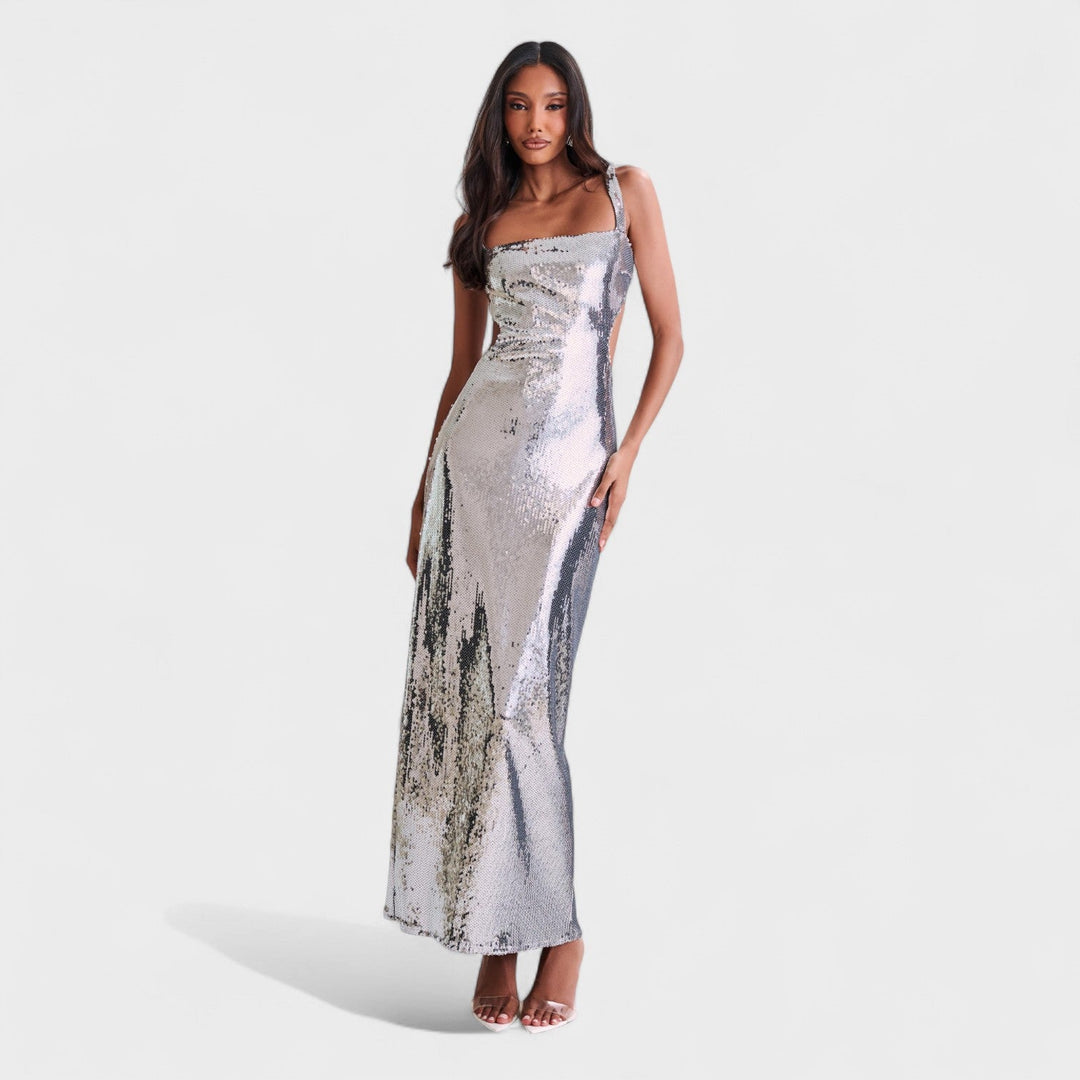 Vestido de gala Sparkle Silver - Edição de noite