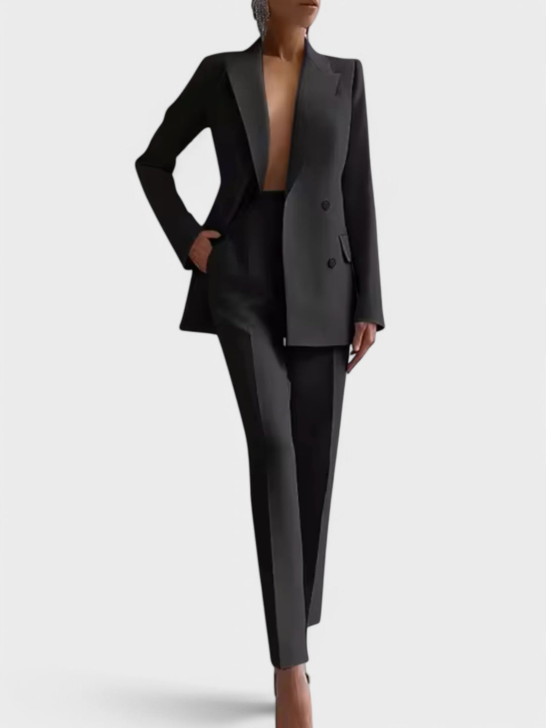 Olívia – Conjunto de Blazer e Calças de Pregas