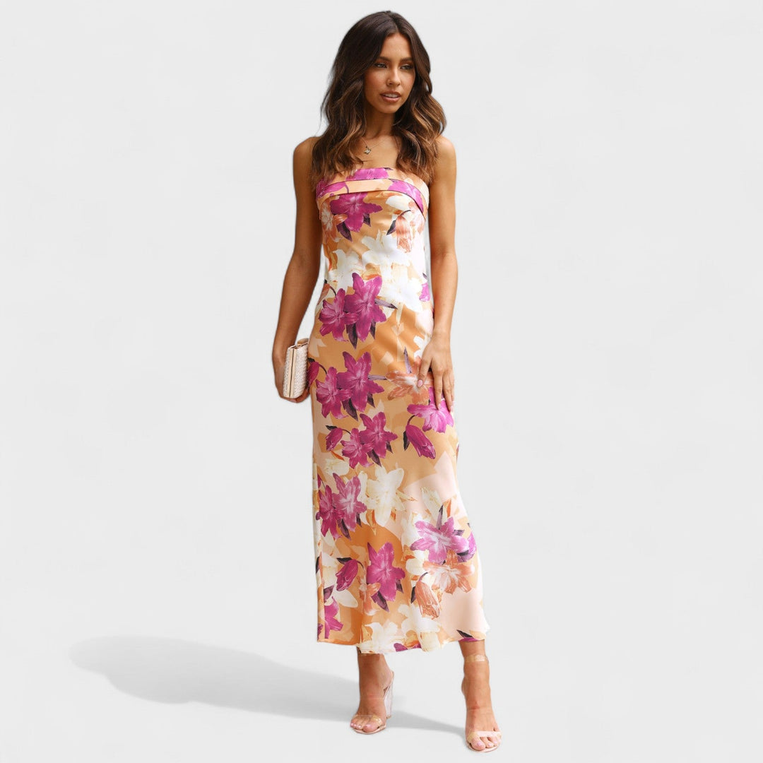 Carmen | Vestido de cetim sem mangas