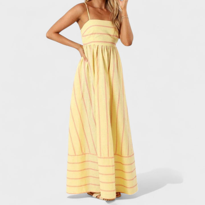 Isabel - Vestido comprido às riscas