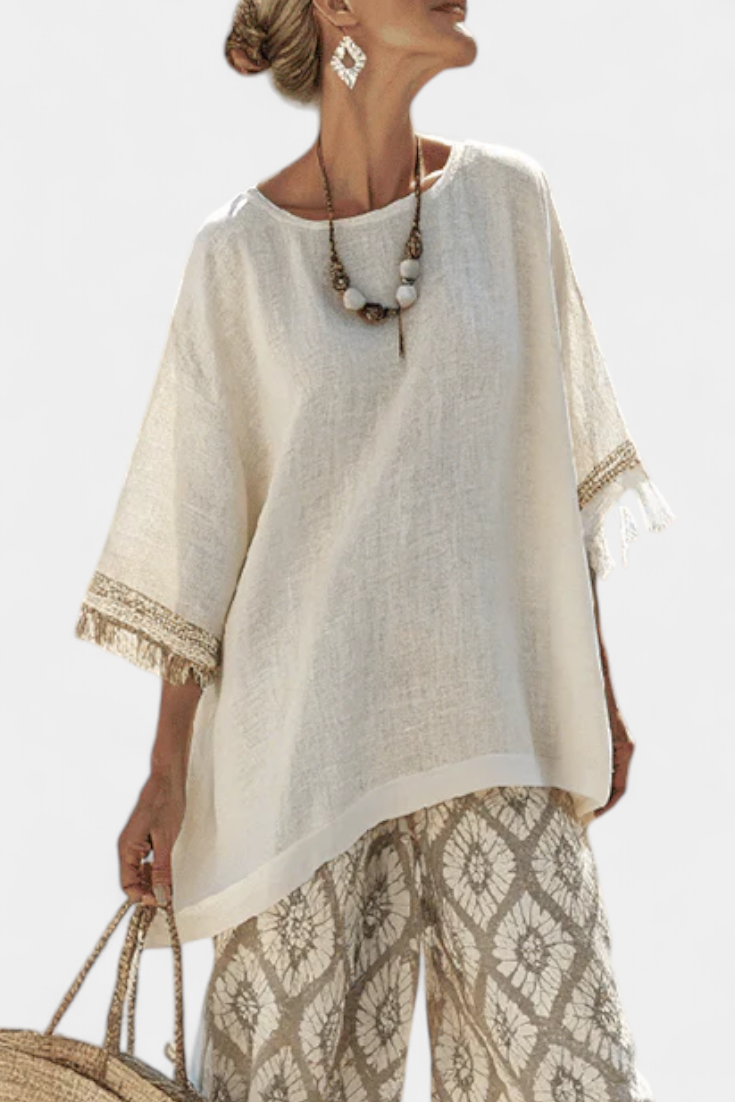Eduarda | Conjunto Boho Chic Elegante Com Blusa Longa