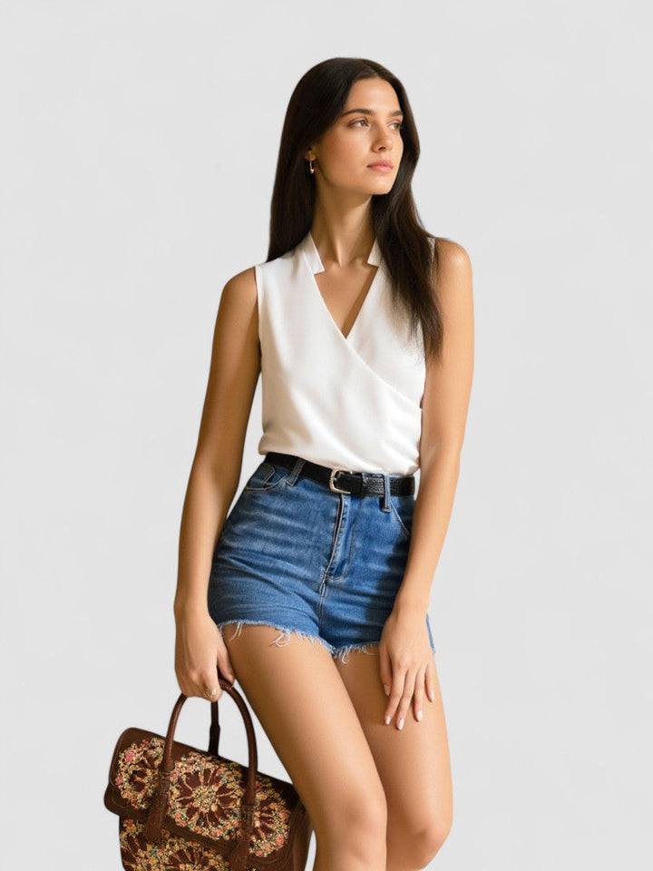 Salete | Top suave com decote em V para senhora