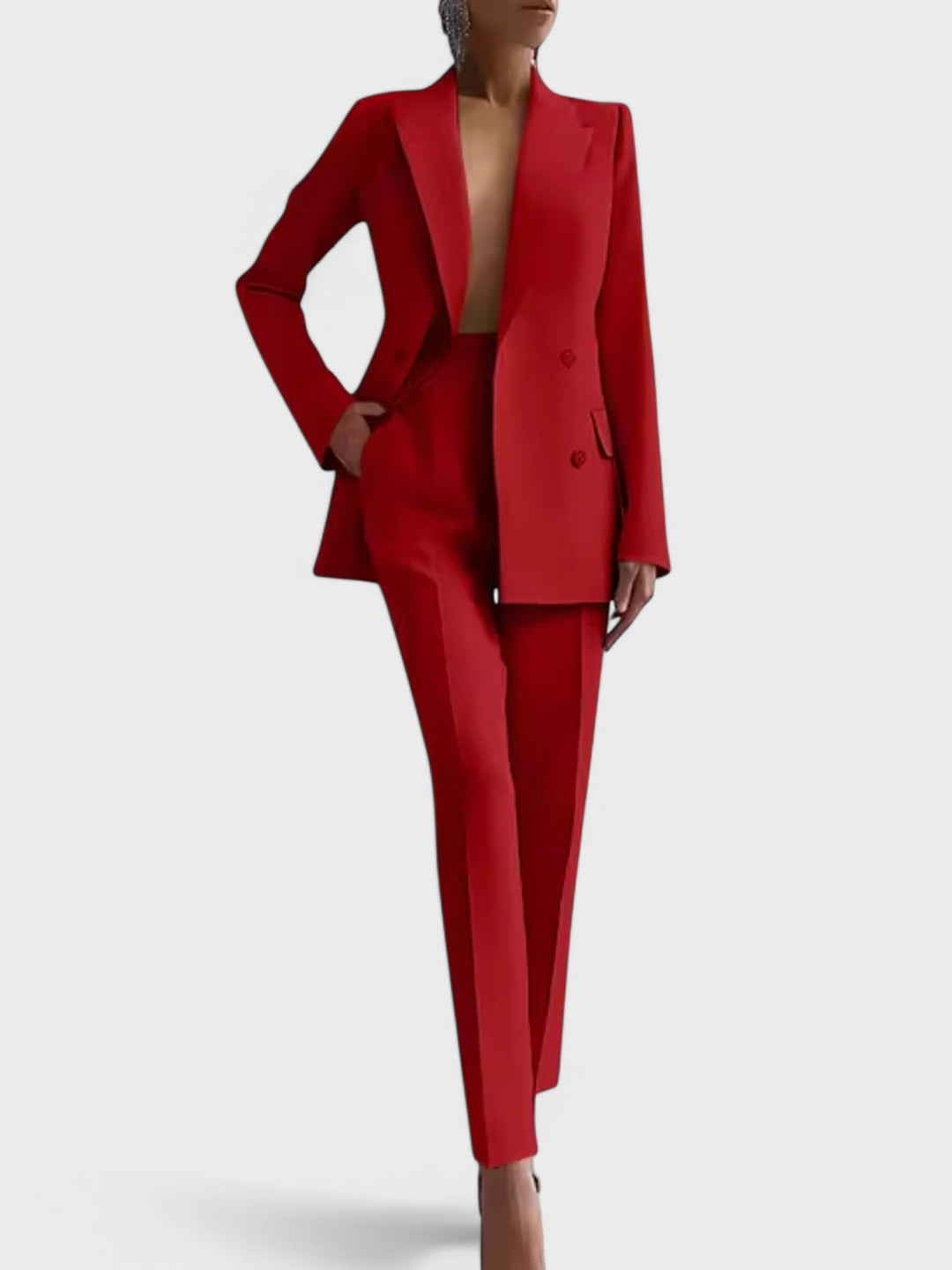 Olívia – Conjunto de Blazer e Calças de Pregas