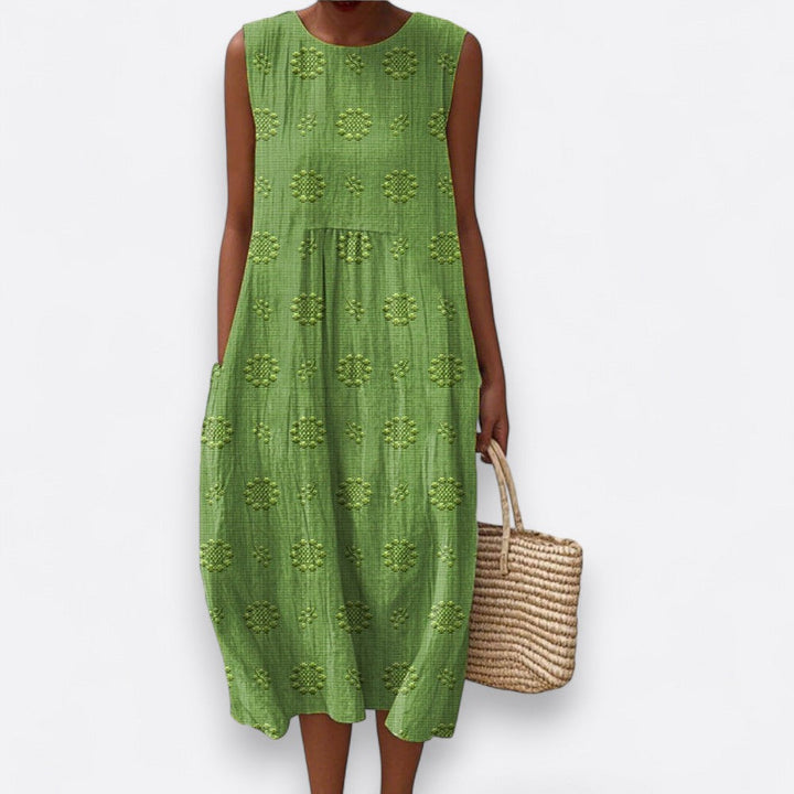 Franca | Vestido de algodão sem mangas com bolsos