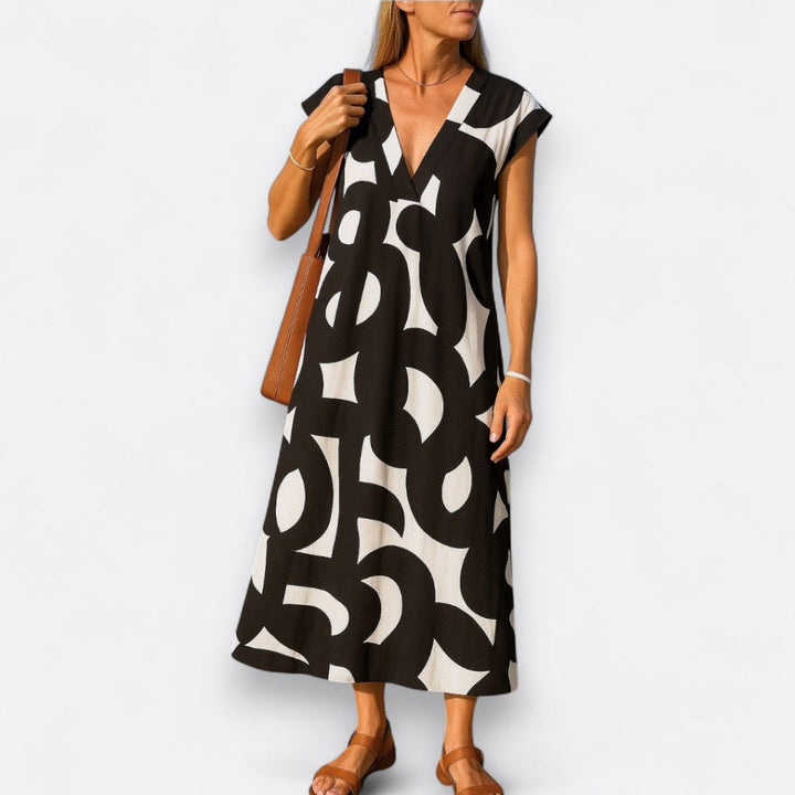 Magda| Vestido fluido com decote em V