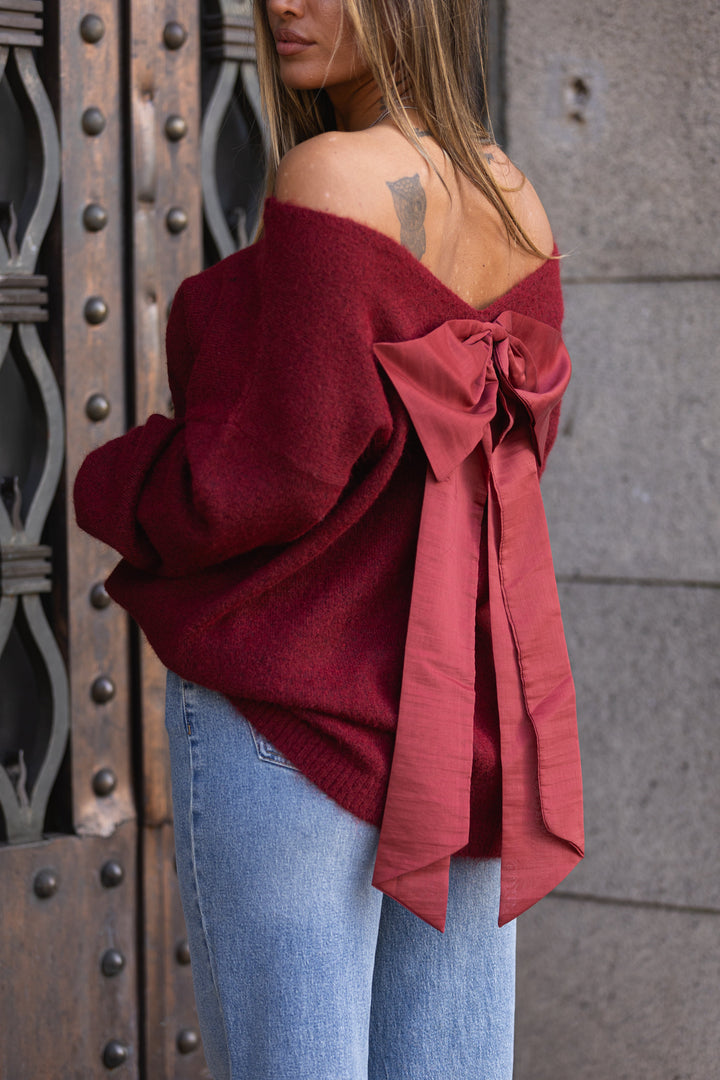 Camisola laço nas costas - bordeux