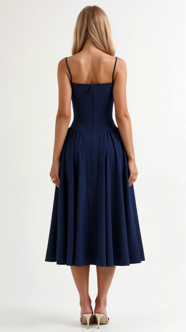 Odette Élégance | Vestido midi com corpete estruturado