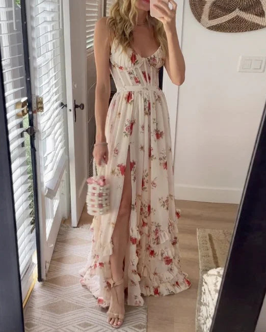 Sónia | Vestido midi com padrão floral