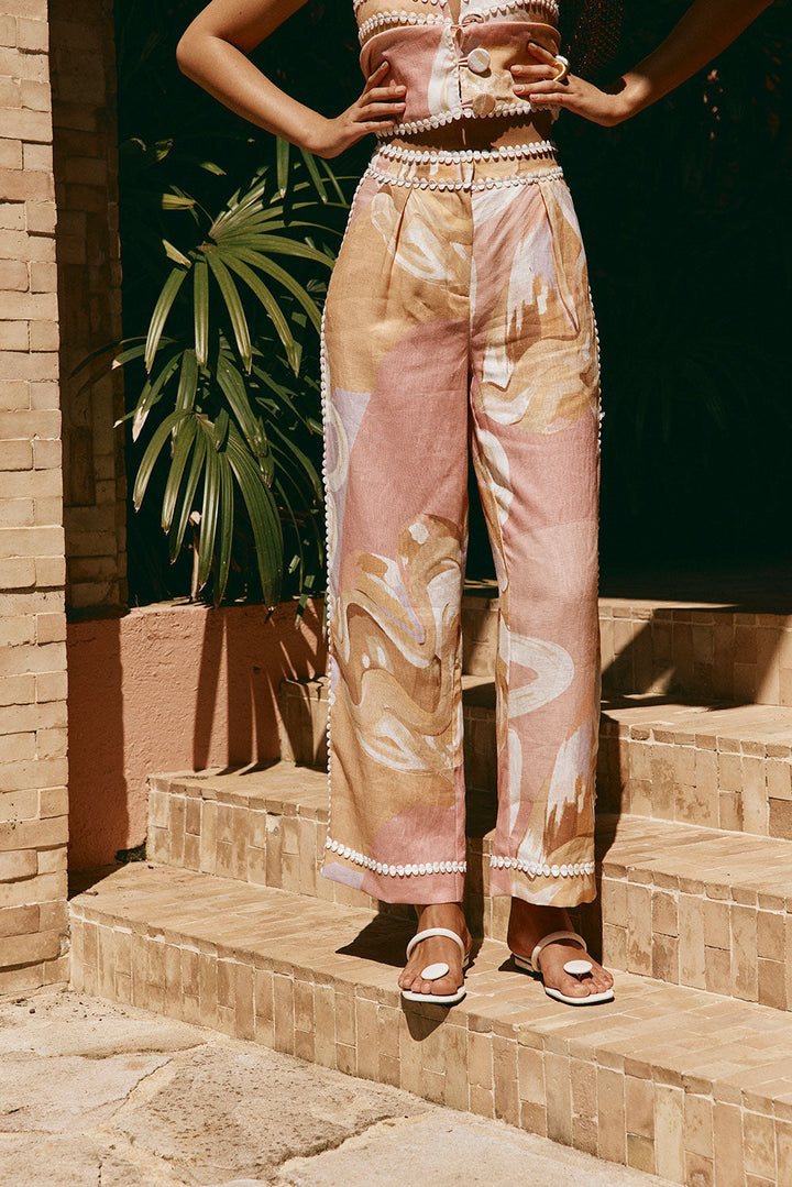 Diana| Calça de cintura alta com estampa artística