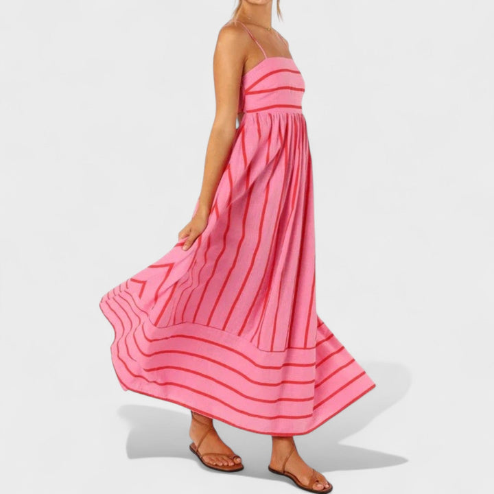 Isabel - Vestido comprido às riscas