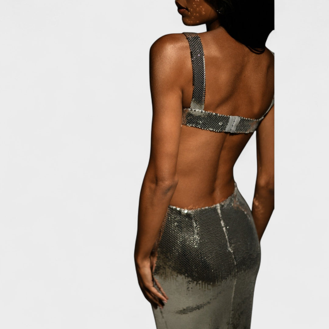 Vestido de gala Sparkle Silver - Edição de noite