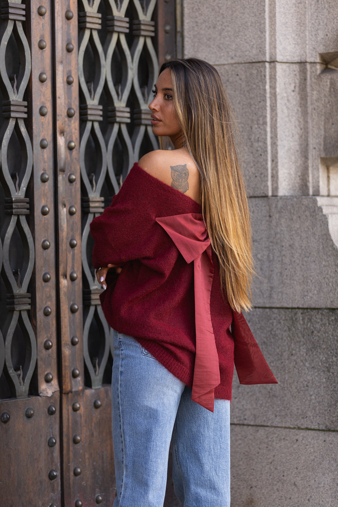 Camisola laço nas costas - bordeux