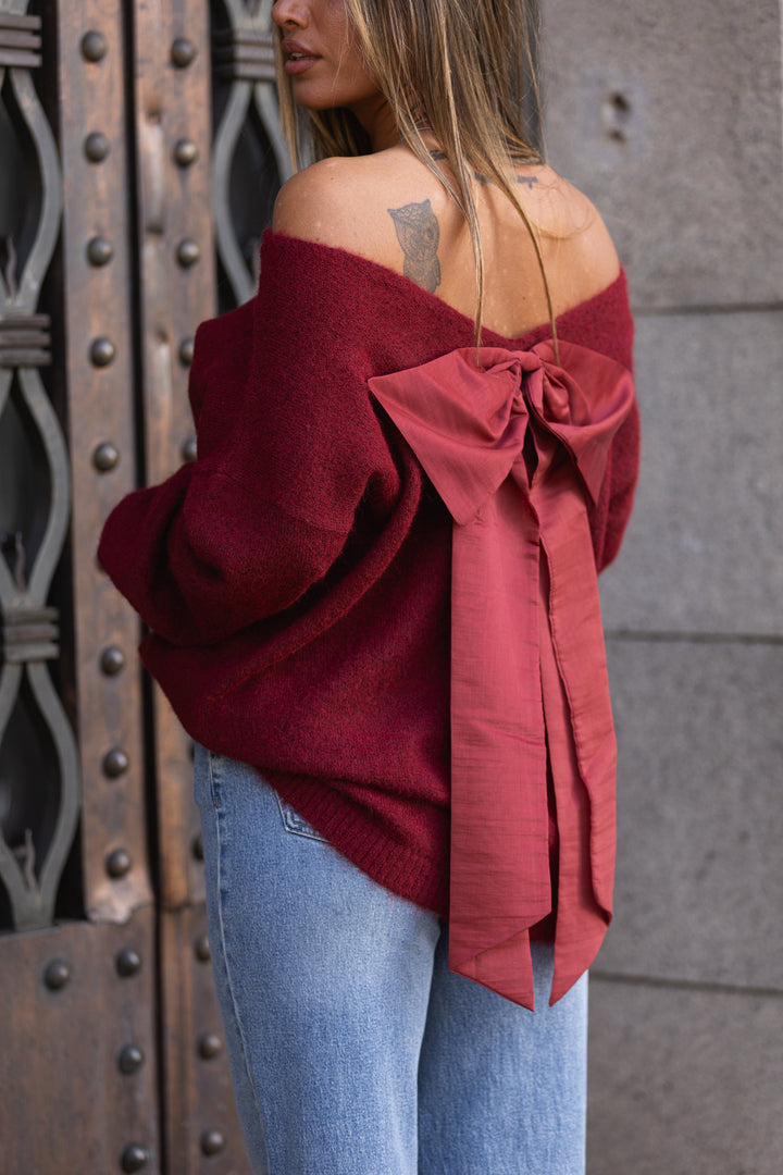 Camisola laço nas costas - bordeux