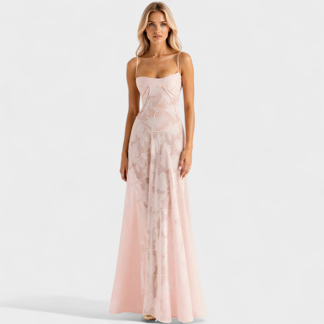 Verona - Vestido maxi em renda floral