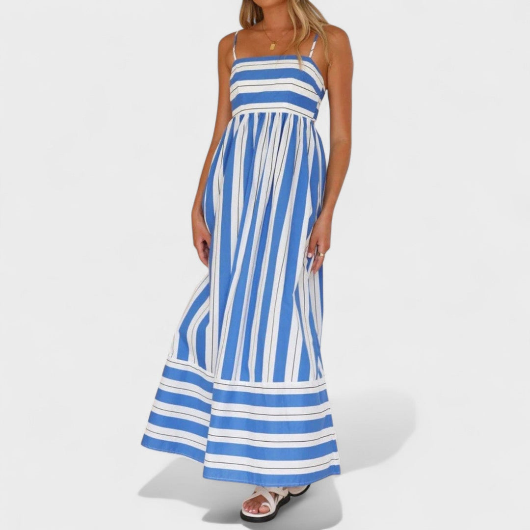 Isabel - Vestido comprido às riscas