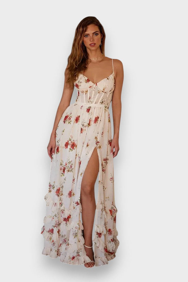 Sónia | Vestido midi com padrão floral