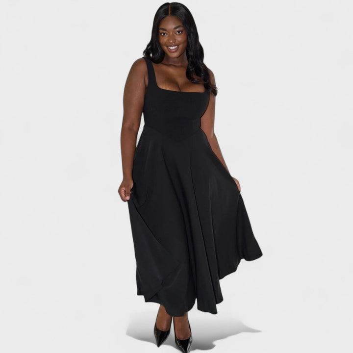 Maribel - Vestido Midi com decote quadrado