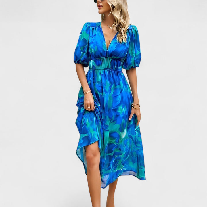 Clara – Vestido Midi Floral Elegante