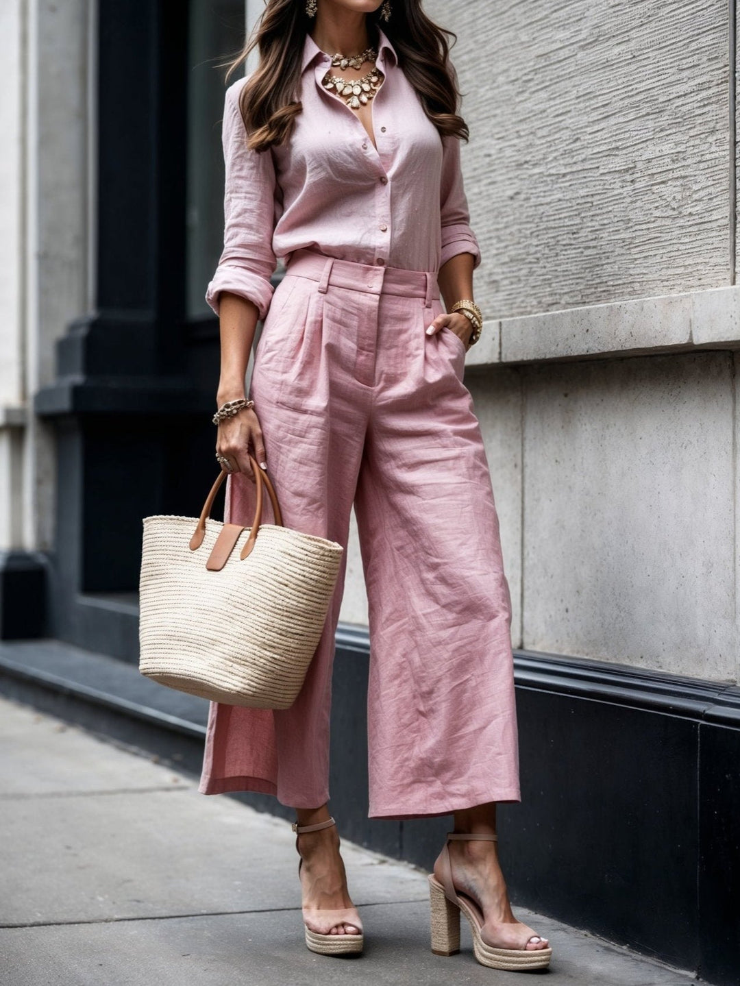 Isadora™ | Look Casual Chic em Rosa Suave