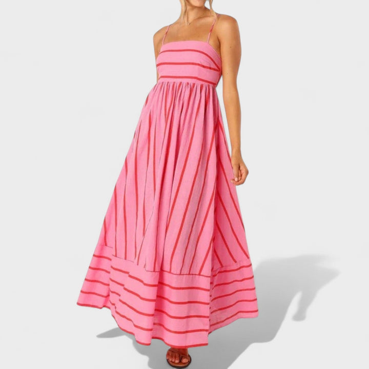 Isabel - Vestido comprido às riscas