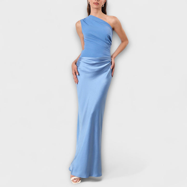 Katshi | Vestido Longo Plissado de Festa One-Shoulder