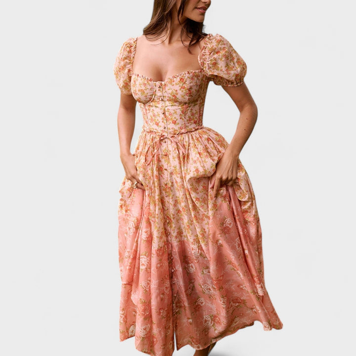 Vestido Valentina Floral Coral