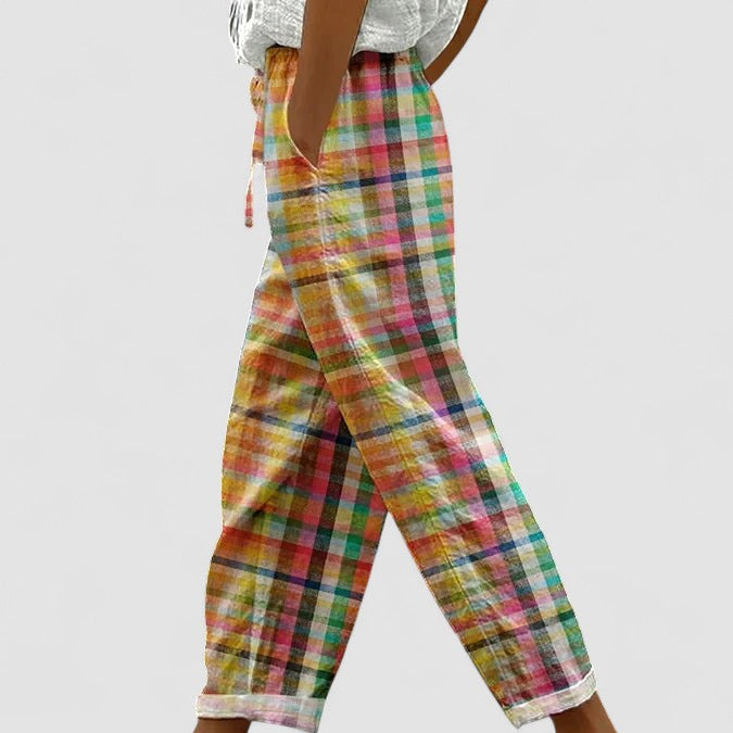 Isabella – Calças xadrez femininas