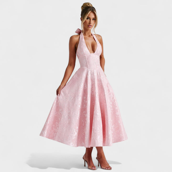 Effie - Vestido midi texturado com decote V