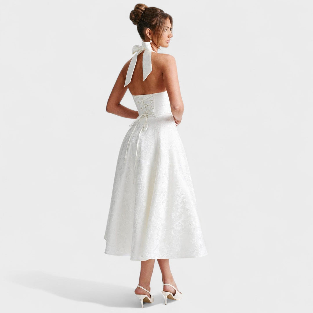 Effie - Vestido midi texturado com decote V