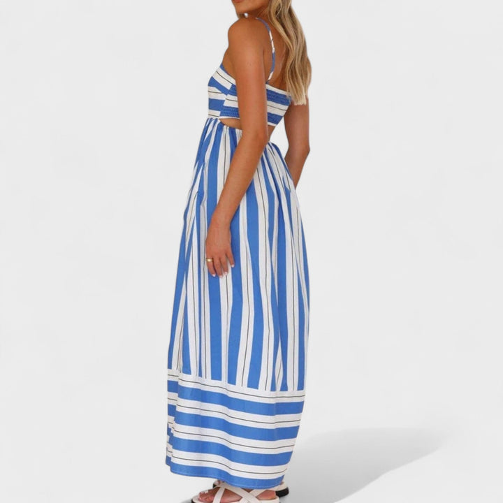 Isabel - Vestido comprido às riscas