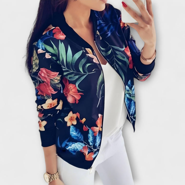 Andreia - Casaco bomber elegante com padrão floral