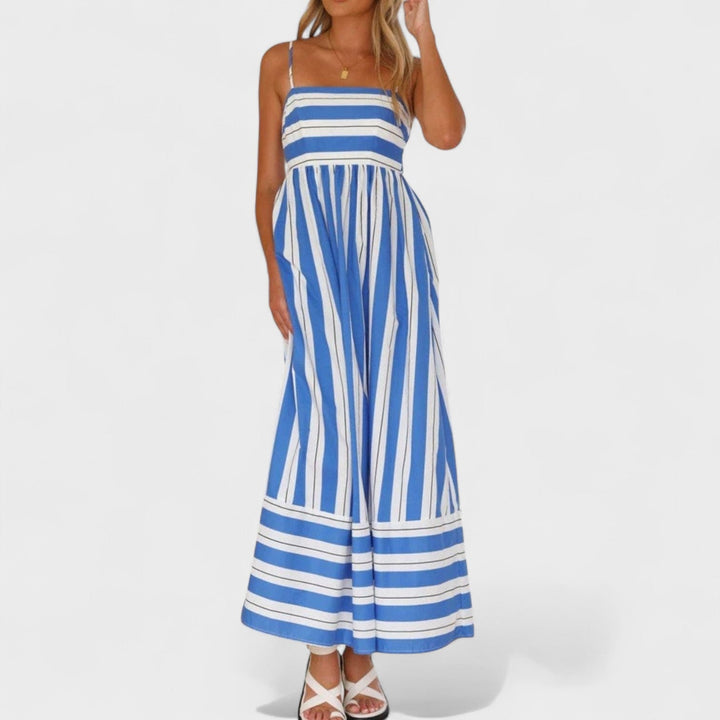 Isabel - Vestido comprido às riscas