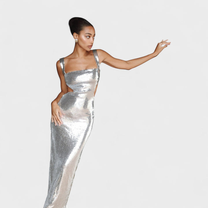 Vestido de gala Sparkle Silver - Edição de noite