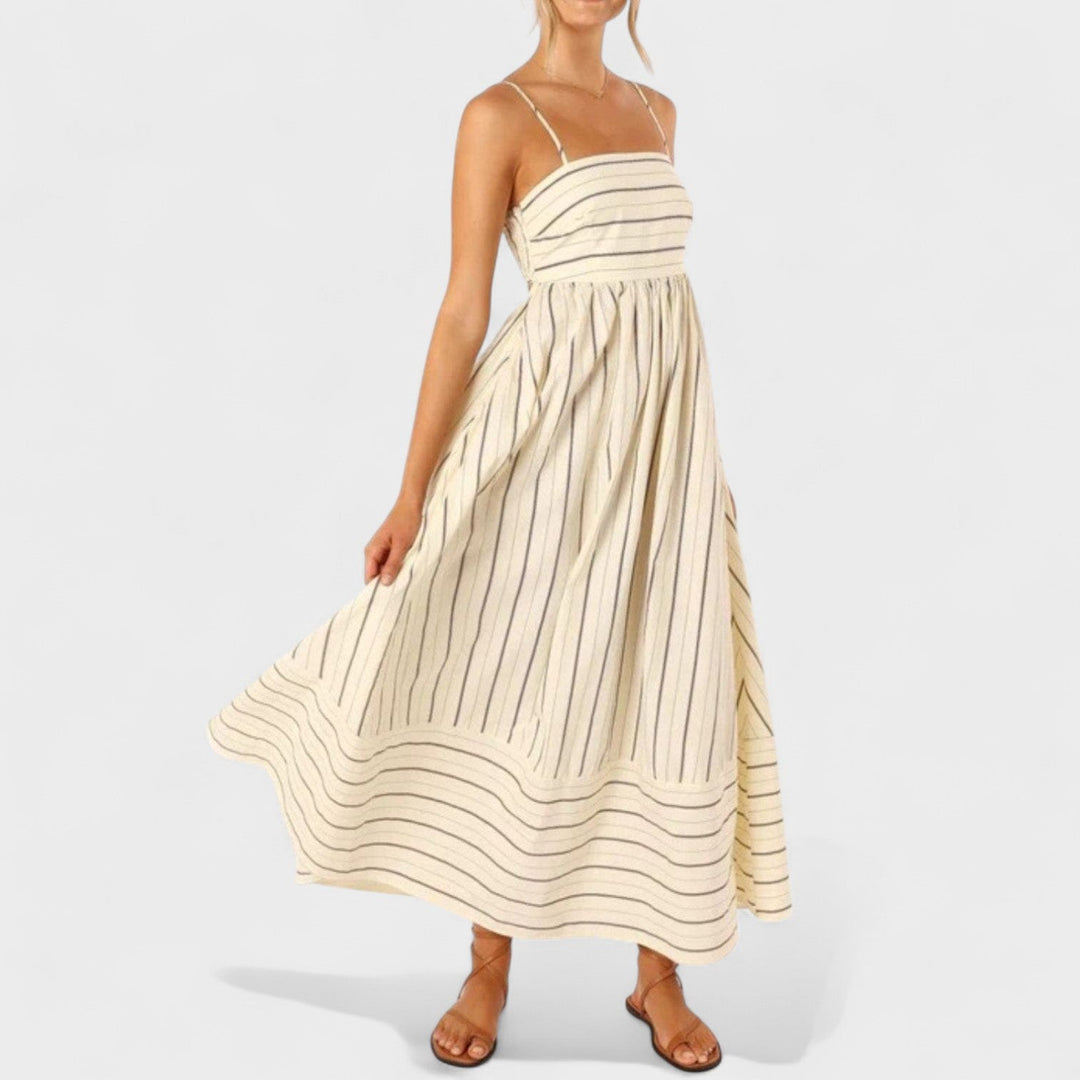 Isabel - Vestido comprido às riscas