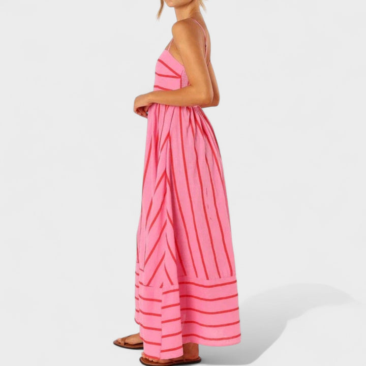 Isabel - Vestido comprido às riscas